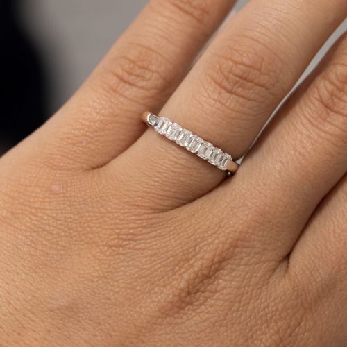 Lab-grown Emerald-cut Diamonds Wedding Band, 14k White Gold